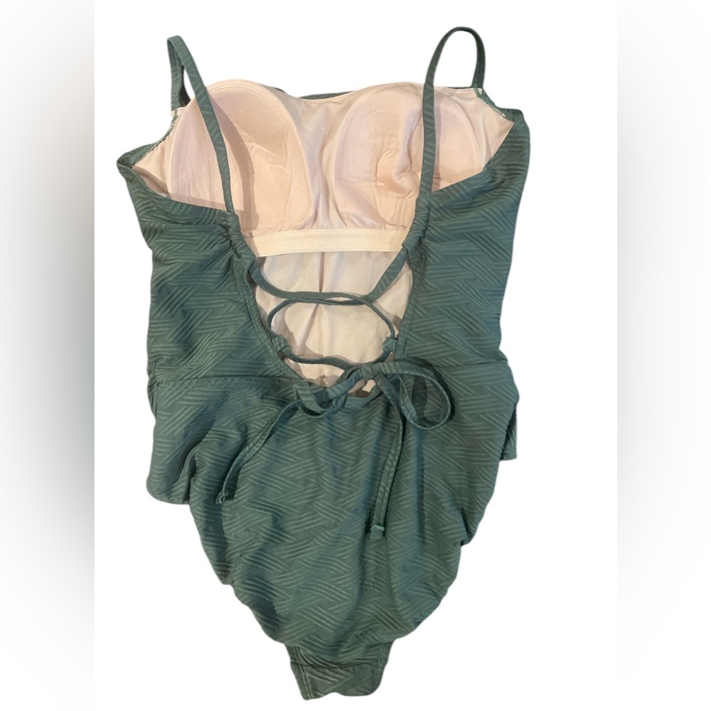 ✨free shipping !! ✨Kona Sol One Piece Bathing Suit Size Large Green - Picture 2 of 4